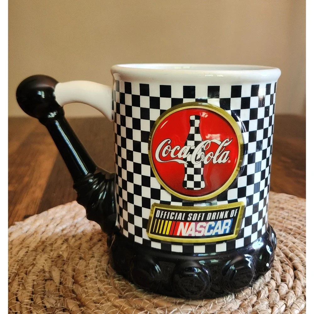 Coca Cola NASCAR Gear Shift Mug Tire Base Houston Harvest Racing Checkered